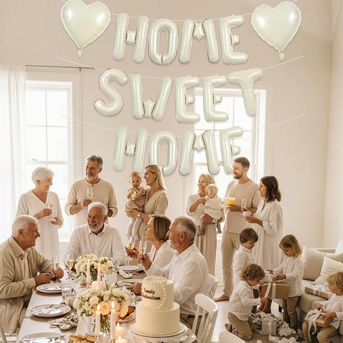 TONIFUL 16 Inch Cream White HOME SWEET HOME Letter Balloon Decorations | - Image 4