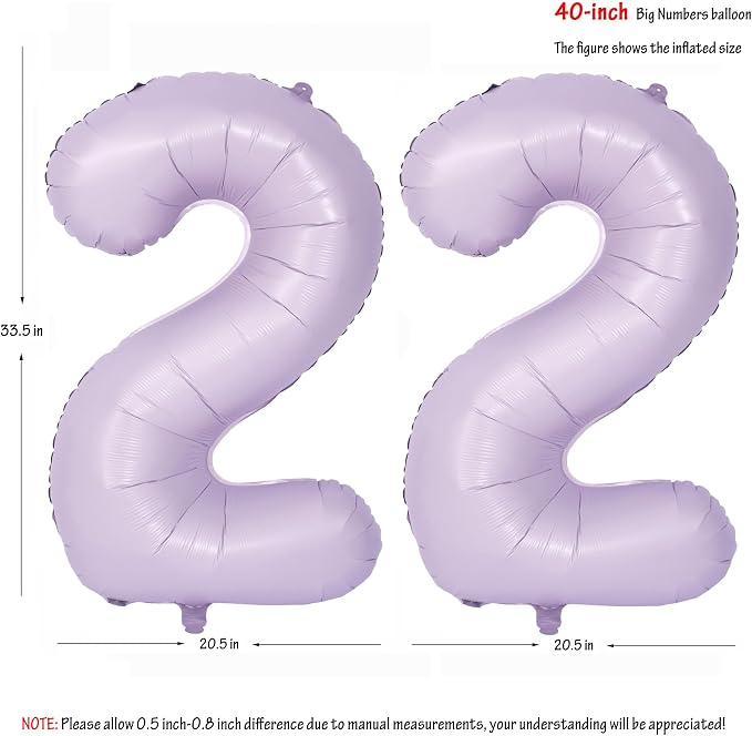 40 In Matte Purple Number Balloons Helium Foil Mylar Balloon Digital 22 | - Image 2