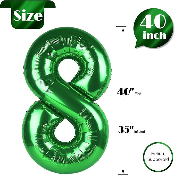 Green Number 8 Balloon 40 Inch - Image 5