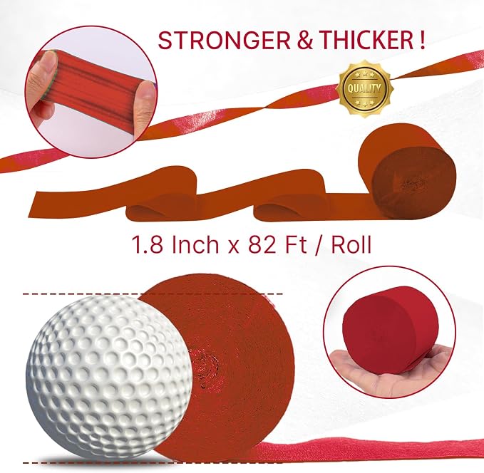 PartyWoo Gold and Burgundy Crepe Paper Streamers 6pcs 492ft Pack of Gold and - Image 6