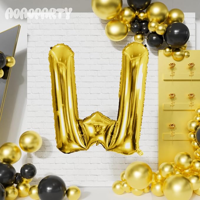 Letter Balloons Gold 40 Inch W Large Giant Big Foil Mylar Balloon | - Image 4