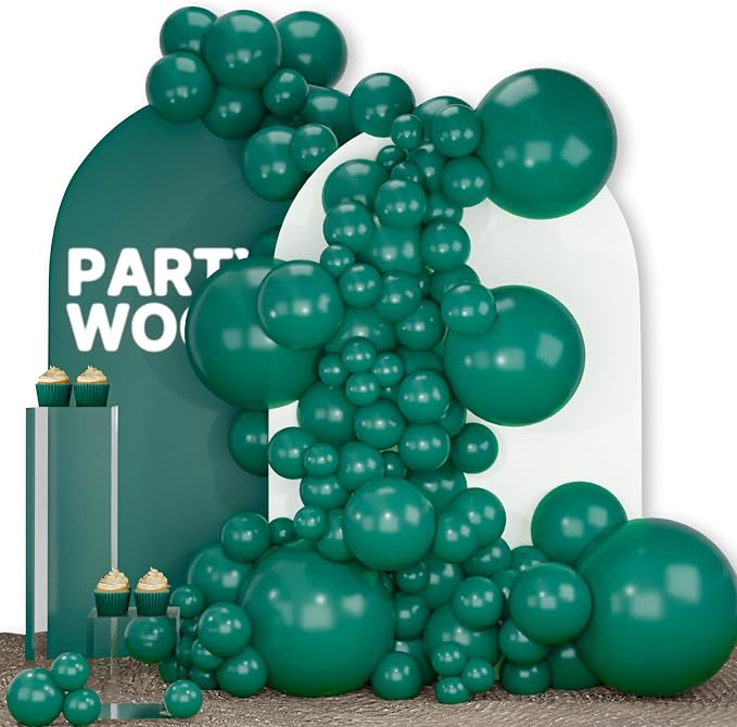 PartyWoo Dark Green Balloons 140pcs Emerald Hunter Forest Green Boho Color | by PartyWoo