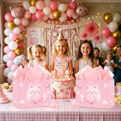Cute Chubby Pink Cat Gift Bag - Image 4