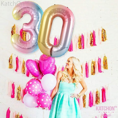 KatchOn Large, 40 Inch Rainbow Number 0 Balloon - Image 7