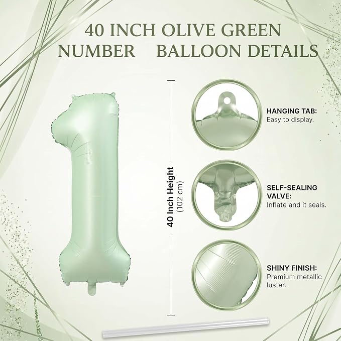 Olive Green Number 11 Balloon 40 Inch, Wall Display - Image 4