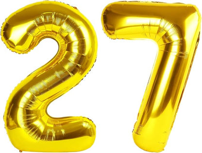 Number Balloons 40 Inch Gold 27 Balloon by Mluchee