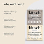 Kitsch Rice Water Protein Solid Shampoo and Conditioner Set for Hair Growth – Strengthening Hair Care Duo w/Rice Protein & Vitamins for Damage Repair – Paraben, Sulfate & Silicone Free, Made in USA
