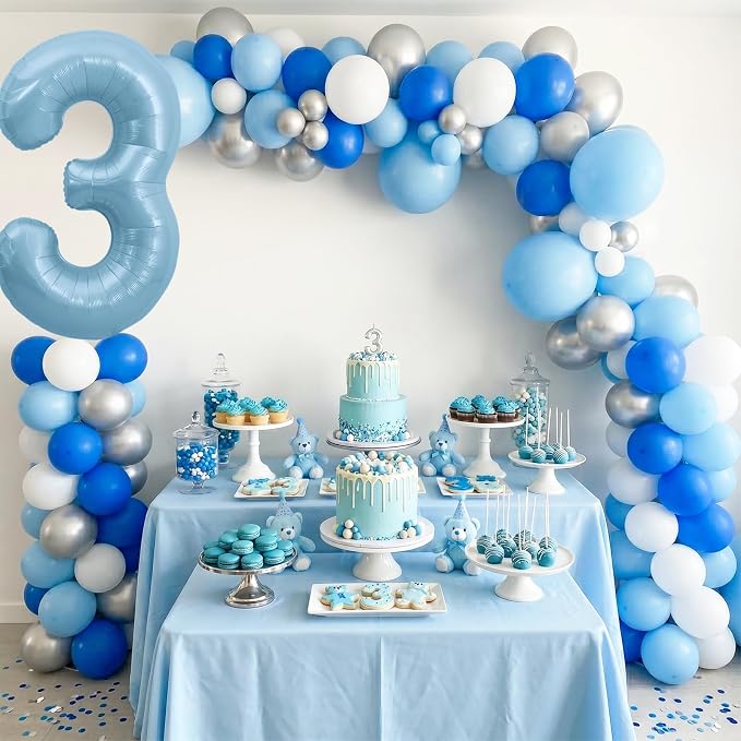 TONIFUL 40 Inch Pastel Blue Number 3 Foil Balloons Large Mylar Foil Digital 3 - Image 4