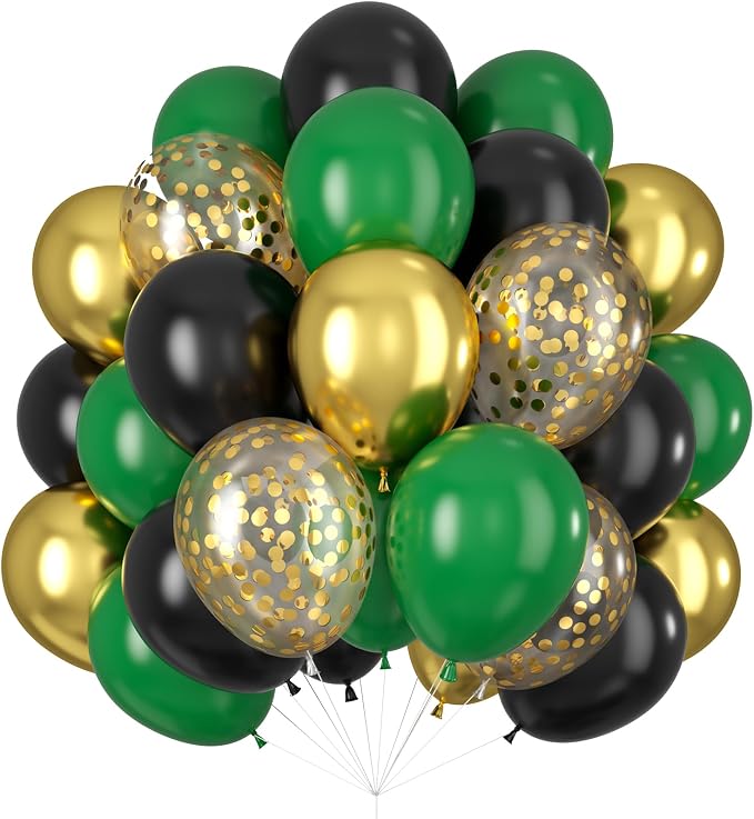 Black Gold Green Balloons for Graduation Party Decorations 60PCS 12INCH Dark by Isndare