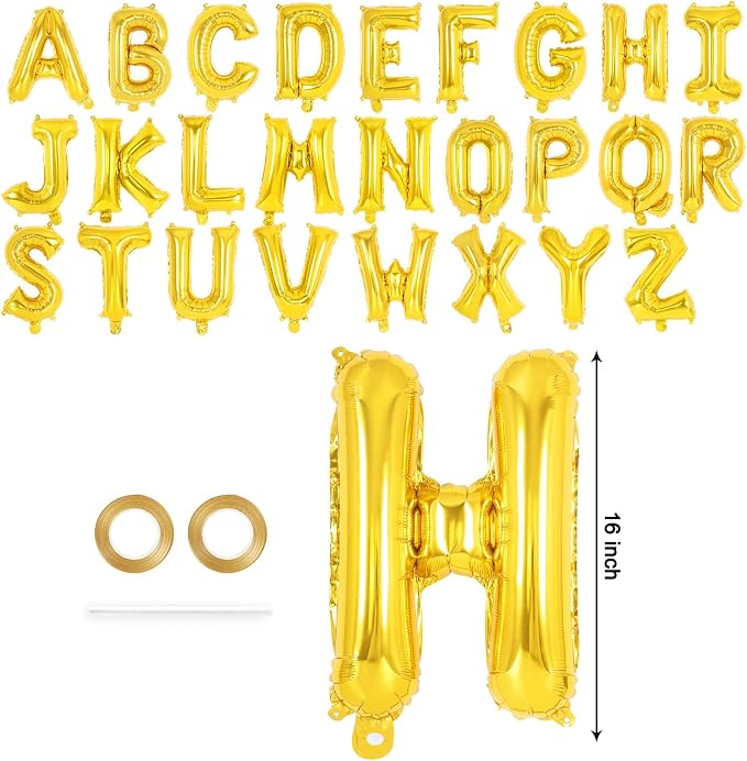 26 Pcs Gold Letter Balloons, 16 Inch Foil Alphabet Letter Balloons, Letter A-Z - Image 2