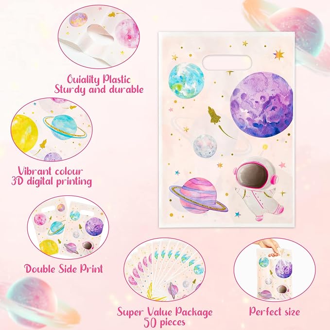 ANGOLIO 50PCS Pink Space Theme Party Bags - Image 3