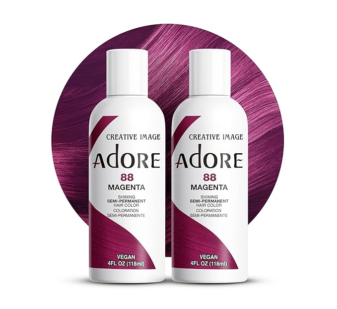 Adore Semi Permanent Hair Color (088 Magenta) | Vegan & Cruelty-Free Pink Hair Dye | No Ammonia, No Peroxide, No Alcohol | 4 Fl Oz Each (Pack of 2)