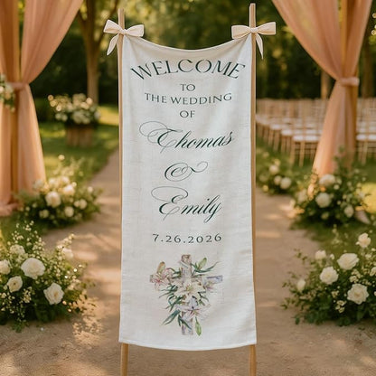 Mapileng Wedding Linen Wall Tapestry Welcome Banner, Personalized Couple Names - Image 5