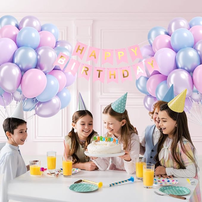 60pcs 12inch Pearl Pink Blue and Purple Balloons - Image 5