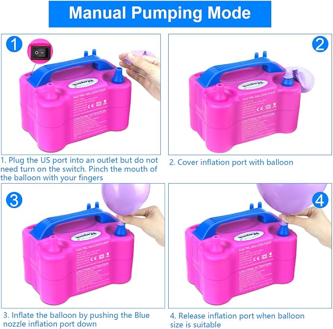 Balloon Pump, Electric Balloon Pump, Portable Dual Nozzles Electric Balloon Air - Image 8