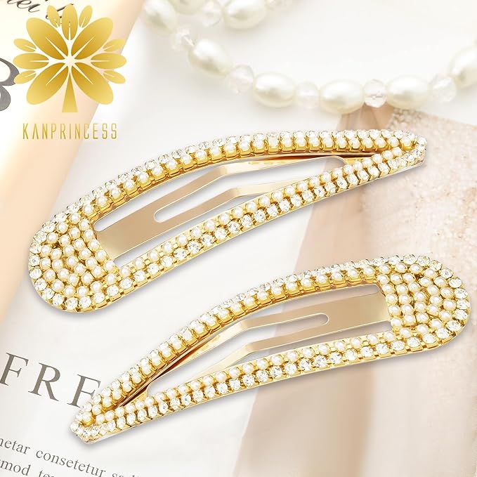 2PCS Rhinestone Hair Clips,Snap Hair Accessories,Decorative Hair Clips,Rhinestone Barrettes For Women Girls(SET18)