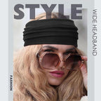 DRESHOW Wide Headbands for Women Elastic Turban Hair Bands Boho Head Bands for Women's Hair Non-Slip Yoga Workout Hairband Girls Accessories 4 Pack