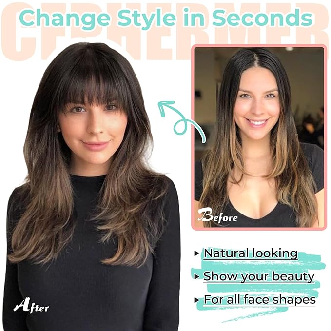 Clip in Bangs, Synthetic French Bangs Hair Clip, Fake Bangs Fringe with Temples Hairpieces for Women Natural Curved Hair Extensions for Daily Wear Bleach Blonde