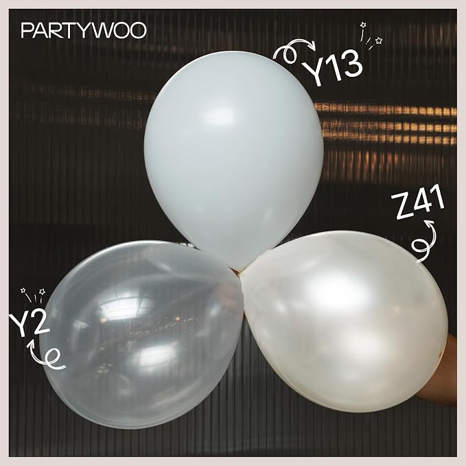 PartyWoo Pearl Sand Balloons 50pcs White Beige Cream Ivory Color | Balloons - Image 4
