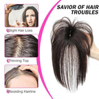 Hair Toppers for Women Real Human Hair 3D Cover Topper with Bangs Hair Extensions Clip in Bangs for Daily Wear Dark Brown #2 Color