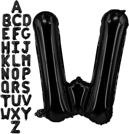 40 Inch Black Letter W Balloons, DIY Phrase Foil Alphabet Letter W Balloons DIY by LHOAVWE