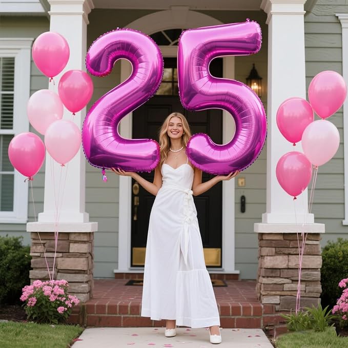 40 Inch Rose Purple Number 25 Balloons Foil Digital Helium Number Balloons - Image 7