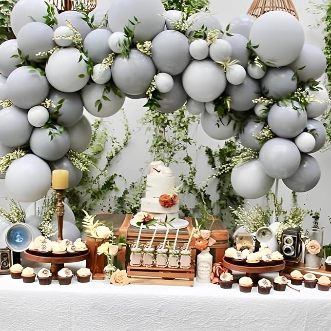 Voircoloria 90pcs Gray Balloons Garland Arch Kit, 18 12 10 5 Inch | - Image 6