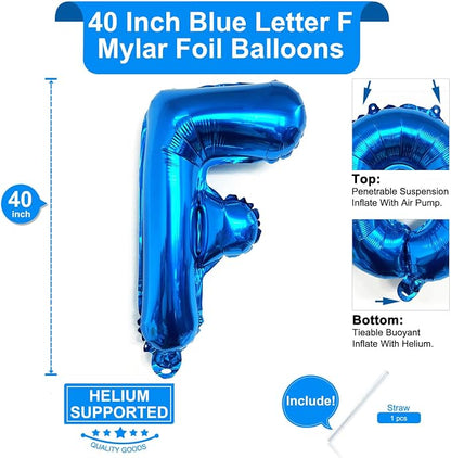 Lovoir 40 Inch Large Blue Letter F Balloons Big Size Jumbo Mylar Foil Helium - Image 2