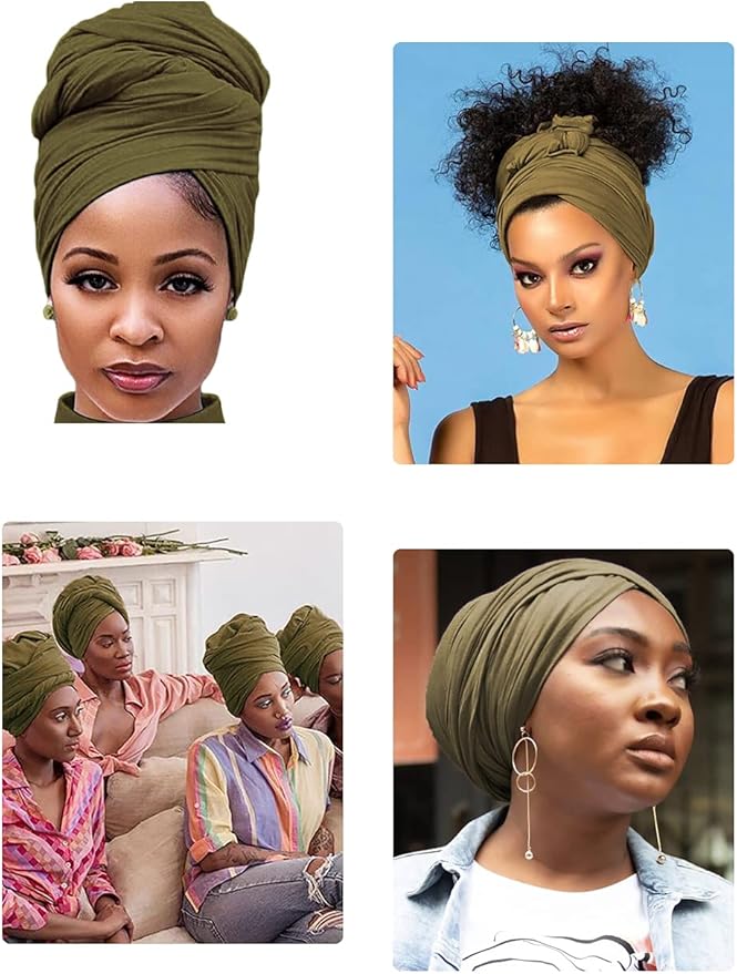 Harewom Head Wraps for Black Women Stretch Head Scarf Long African Hair Wraps Turban Headwraps Jersey Headbands