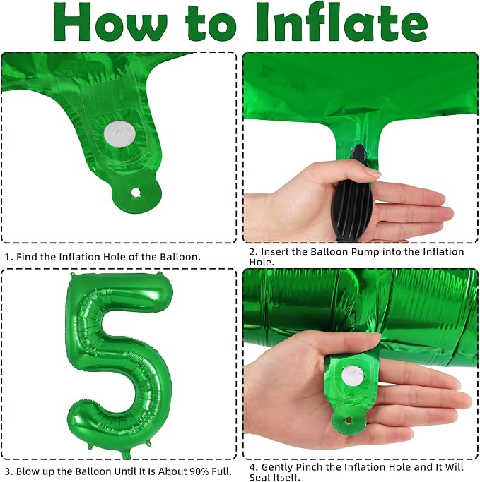 Dark Green Number 5 Balloon 40 Inch, Big Large Foil Helium Number Balloons - Image 7