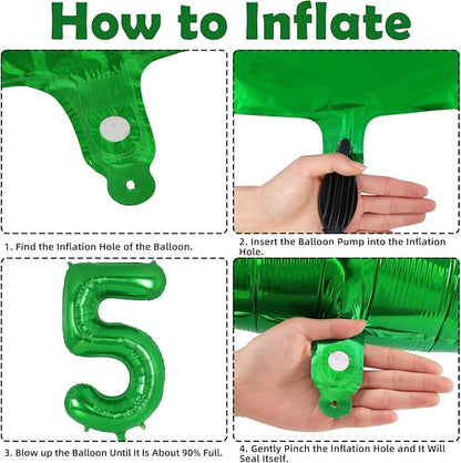 Dark Green Number 5 Balloon 40 Inch, Big Large Foil Helium Number Balloons - Image 7