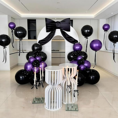 9 Pcs Black Purple Round Foil Balloons Black Metallic Dark Purple Chrome 4D - Image 5