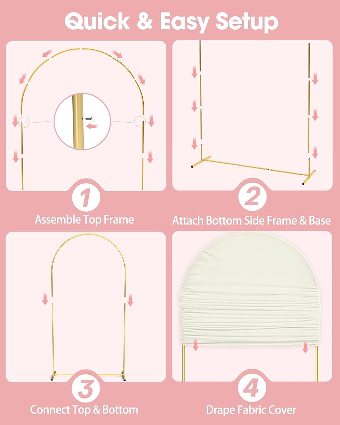 Pureegg Arch Backdrop Stand and Cover Set, 7.2 ft, Celebrations, Easy Assembly - Image 3