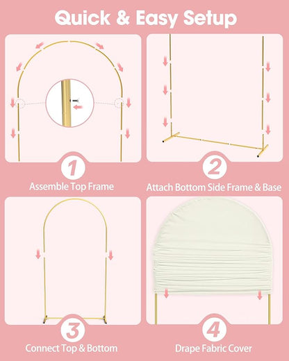 Pureegg Arch Backdrop Stand and Cover Set, 7.2 ft, Celebrations, Easy Assembly - Image 3