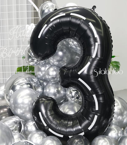 Race Car 40 Inch Black 3 Big Large Helium Balloon Number 0-9 | Track Giant - Image 7