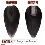 SEGO Real Human Hair Topper for Women, No Bangs Hair Topper with Anti-Slip Clips (8 Inch#1B Natural black)