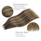 WENNALIFE Tape in Hair Extensions Human Hair, 40pcs 120g 26 inch Balayage Chocolate Brown to Caramel Blonde Remy Hair Straight Invisible Reusable Real Hair Extensiones De Cabello Humano Skin Weft