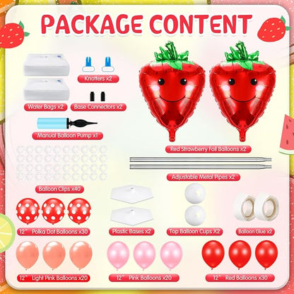 Kasyat 2 Set Strawberry Party Balloon Column Stand Kit Strawberry Red and Pink - Image 2