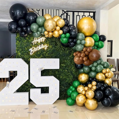Green and Brown Balloon, Metallic Avocado Tan Chrome Gold Balloons - Image 6