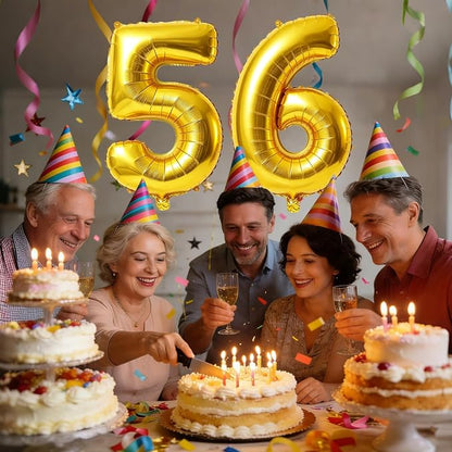 40 Inch Number 56 Balloons for 56th Birthday Party Decorations, 0-100 Gold - Image 2