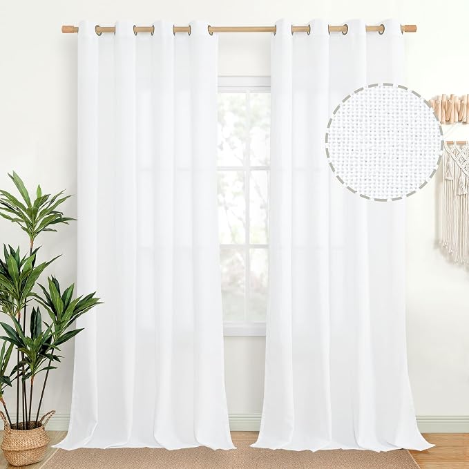 YoungsTex White Linen Curtains 102 Inches Long by YoungsTex