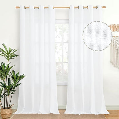 YoungsTex White Linen Curtains 102 Inches Long by YoungsTex