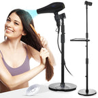Hands-Free Hair Dryer Stand Holder with Strong Suction Base-63in/160cm Height Adjustable Floor Blower Stand Holder, 180 Degrees Rotatable Larger Clamp Countertop Blow Dryer Stand for Salons or Home Use
