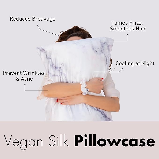 Satin Pillowcase Gift Set for Women – Brown Leopard, Silky Soft, Reduces Frizz | Includes Satin Eye Mask & Scrunchie | for Curly Hair, Sensitive Skin | Perfect