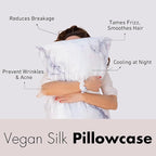 Satin Pillowcase Gift Set for Women – Marble Black, Silky Soft, Reduces Frizz | Includes Satin Eye Mask & Scrunchie | for Curly Hair, Sensitive Skin | Gift for Mom, Daughter, Girlfriend