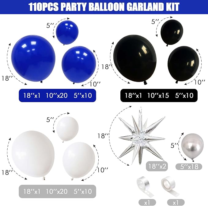 Blue Black and White Balloon Arch Kit - Image 2