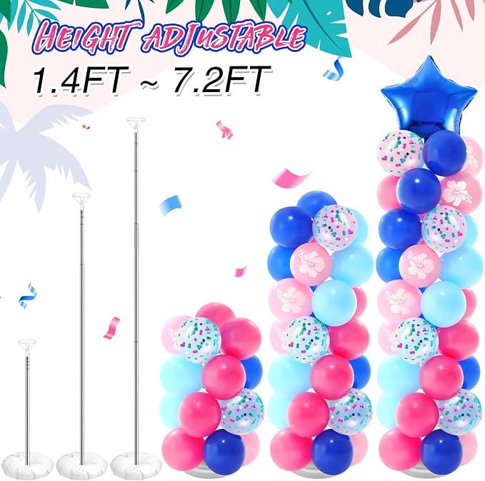 Seematn 2 Sets Pastel Blue and Pink Balloon Column Stand Kit - Image 6