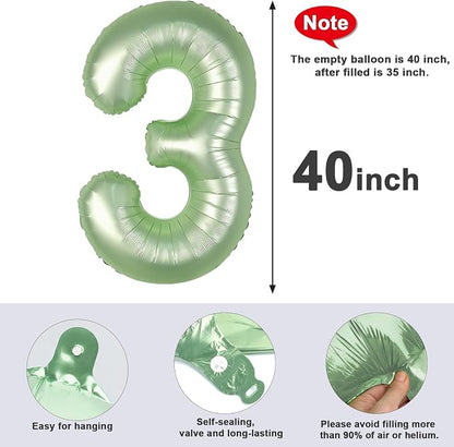 3 Balloon Number 40 Inch Olive Green Balloons - Image 7