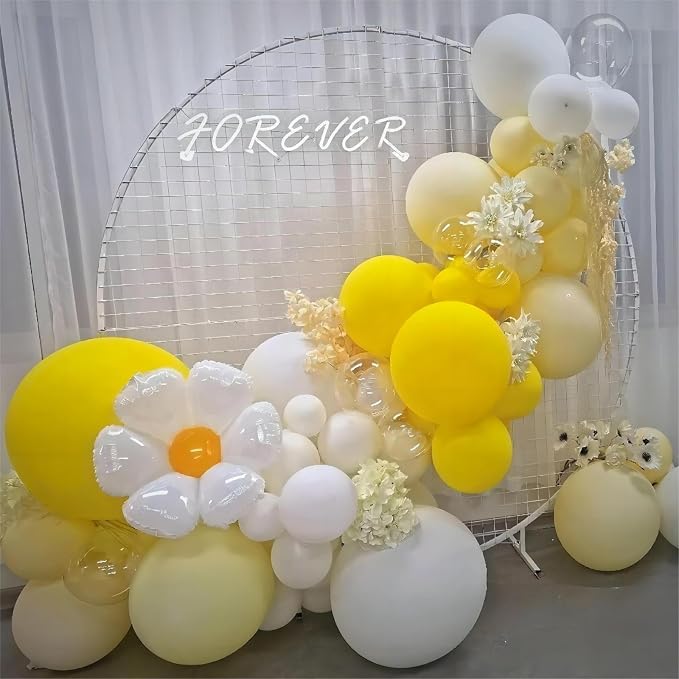 130pcs 18 12 10 5 Inch White and Yellow Balloons Garland Arch Kit | Different - Image 6
