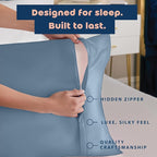 BLISSFORD Satin Pillowcase with Zipper, for Hair and Skin Care, Feels Soft and Cool Like a Silk Pillowcase, Satin Pillow Cases 2 Pack, Slik Pillow Cover, Slate Blue - King Size, Set of 2